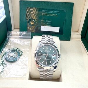 Brand New 2025 Rolex Datejust 41MM 126334 Jubilee bracelet Mint Green Dial.